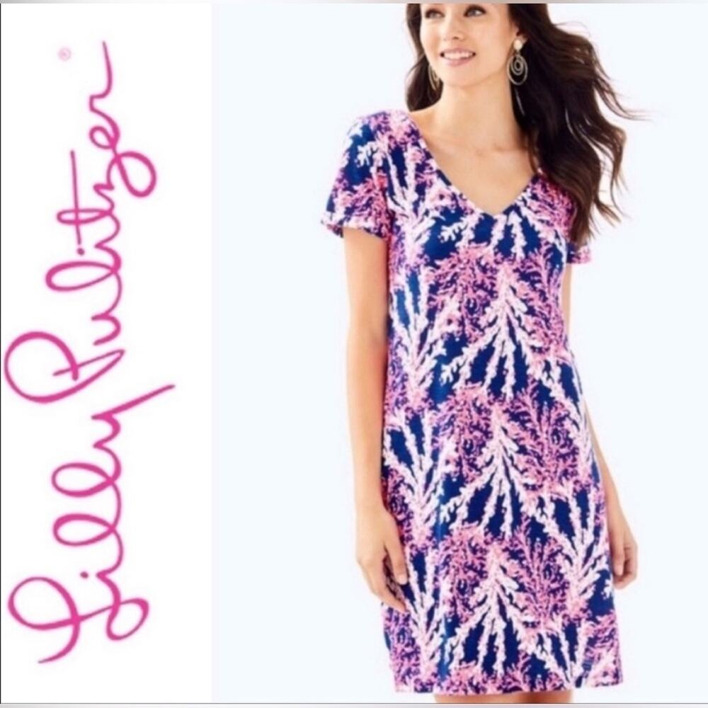 Lilly Pulitzer Jessica Dress Women XS Blue Beyond The Sea NWT Nauti Navy Coral‎